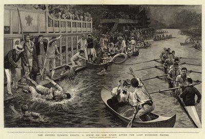 Oxford Summer Eights, en scene på floden efter den sidste aftens kapløb af Arthur Hopkins