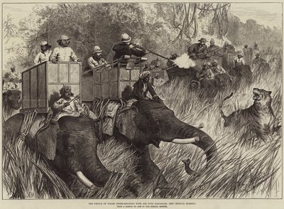 Prinsen af Wales Tiger-skydning med Sir Jung Bahadoor, det kritiske øjeblik af Arthur Hopkins
