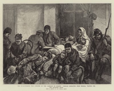 Den russisk-tyrkiske krig, åbning af felttoget i Europa, familier, der udvandrer fra Ibraila, venter på midnatstoget af Arthur Hopkins