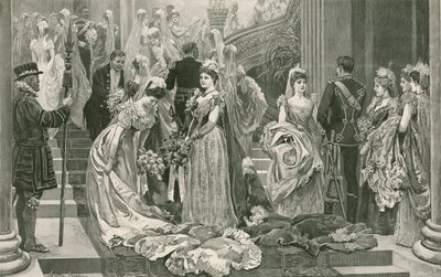 Sæsonens første tegnestue ved foden af den store trappe ved Buckingham Palace af Arthur Hopkins
