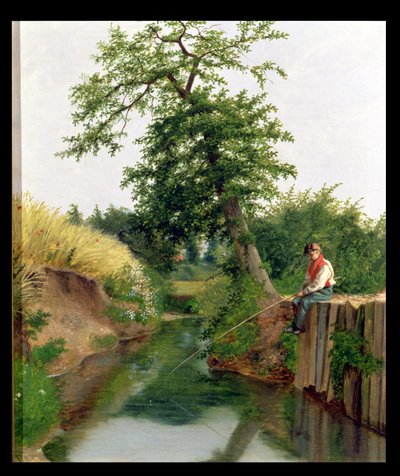 En dreng, der fisker af Arthur Hughes
