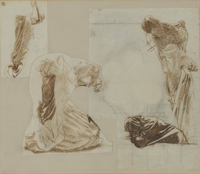 The Queens in the Barge, 1857 (blæk på papir) af Arthur Hughes