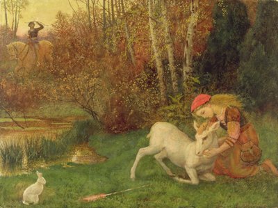 The White Hind, ca. 1870 (gouache) af Arthur Hughes