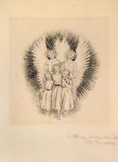 Tre små børn på den brede brede jord, slutningen af det 19. århundrede af Arthur Hughes