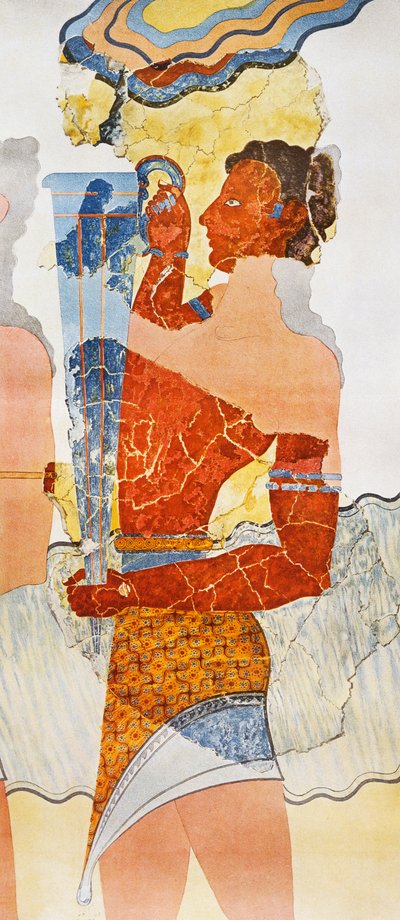 Reproduktion af freskomaleri, der forestiller mundskænk, taget fra Minos-paladset i Knossos af Arthur John Evans