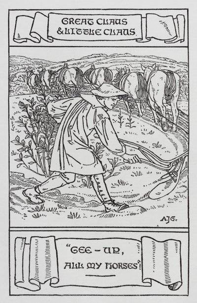 HC Andersen: Store Claus og Lille Claus (litho) af Arthur Joseph Gaskin