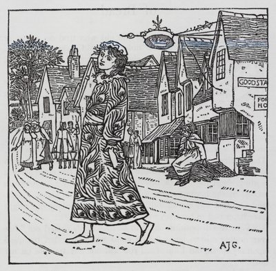 HC Andersen: Pigen der trådte på brødet (litho) af Arthur Joseph Gaskin