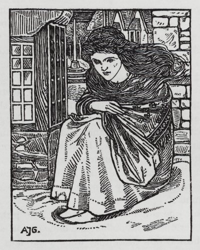 HC Andersen: Den lille tændstikpige (litho) af Arthur Joseph Gaskin