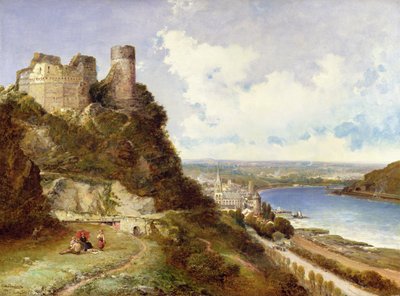 Oberwesel Slot og Schonberg Rhinen, Tyskland af Arthur Joseph Meadows