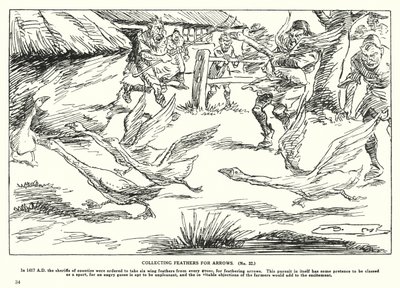 Indsamling af fjer til pile (litho) af Arthur Moreland