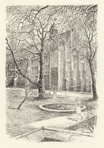 Fountain Court, Middle Temple (litografi) af Arthur Moreland