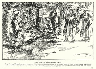 Robin Hood, den berømte bueskytte (litografi) af Arthur Moreland