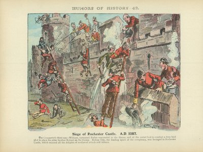 Belejring af Rochester Castle. A.D. 1087 (farvelitografi) af Arthur Moreland