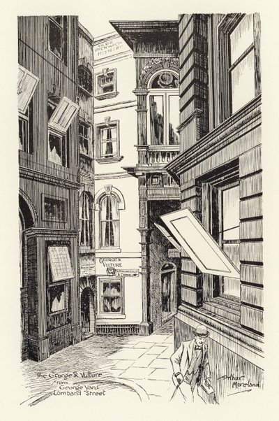 The George  Vulture fra George Yard, Lombard Street (litografi) af Arthur Moreland
