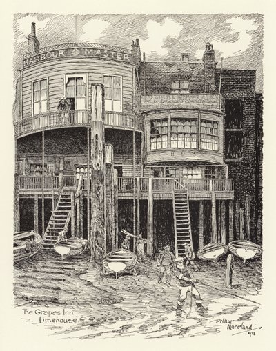 The Grapes Inn, Limehouse (litografi) af Arthur Moreland
