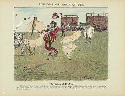 The Origin of Cricket (farvelitografi) af Arthur Moreland