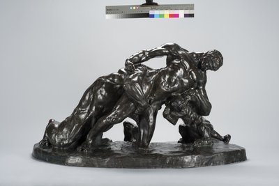 Mand låst i kamp med Lioness Cub (bronze) af Arthur Putnam