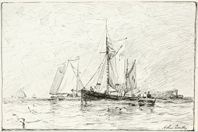 Trawlere ud for Plymouth, England af Arthur Quartley