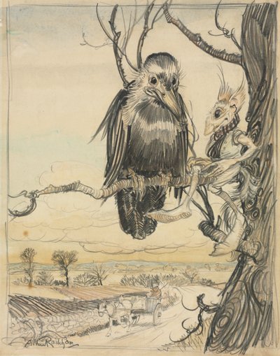 Et egern og en krage af Arthur Rackham
