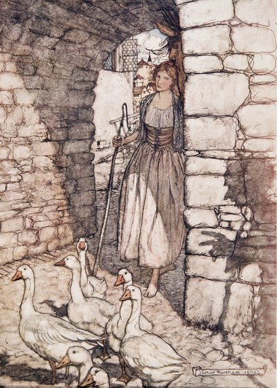 Ak! Kære Falada, der hænger du .. , fra Brødrene Grimms eventyr, pub. 1909 af Arthur Rackham