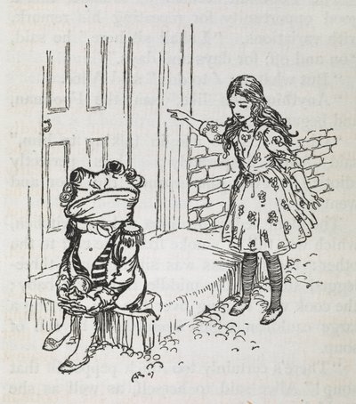 Alice og en frø klædt ud som fodgænger af Arthur Rackham