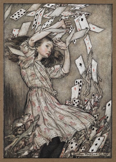 Alice og den faldende pakke kort af Arthur Rackham