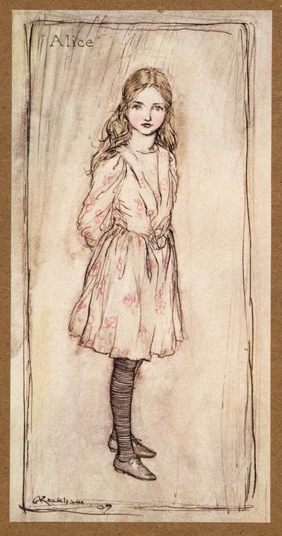 Alice, frontispice fra Alices Adventures in Wonderland, af Lewis Carroll, pub.1907 af Arthur Rackham