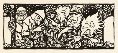 Becfola i sin vogn fra The Wooing of Becfola i Irish Fairy TalesSe desc af Arthur Rackham