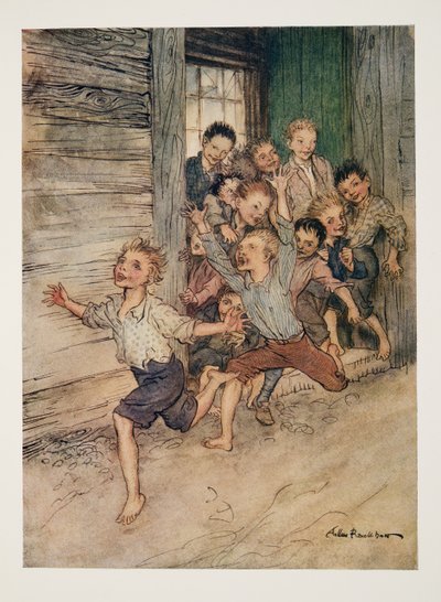 Sprænger frem som en legion af unge imps, fra The Legend of Sleepy Hollow af Washington Irving (1783 - 1859), pub. 1928 af Arthur Rackham