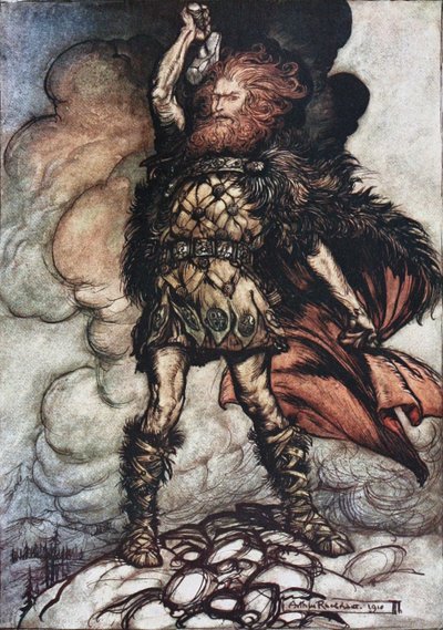 Donner, din herre, tilkalder sine værter! Illustration til The Rhinegold and The Valkyrie af Richard W af Arthur Rackham