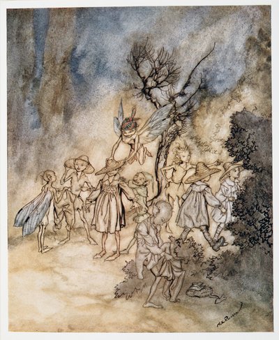 Indtast visse mejere, ordentligt beboede, illustration fra William Shakespeares The Tempest, pub. 1926 af Arthur Rackham