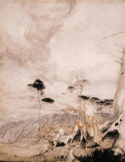 Fairy Egg Vendors (akvarel med pen og blæk på papir) af Arthur Rackham