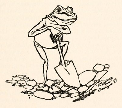 Frø med en spade fra Gullivers Travels af Jonathan Swift af Arthur Rackham