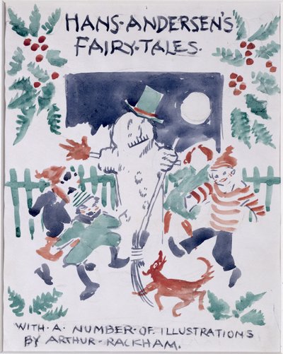 Forsideskitse til Hans Andersens Eventyr (wc på papir) af Arthur Rackham