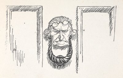 Fordørsbank med Joakims ansigt af Arthur Rackham