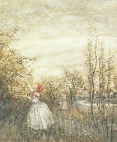 Honeysuckle, 1905 (wc forhøjet med hvid og stopper ud på papir) af Arthur Rackham
