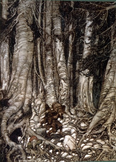 Illustration af Arthur Rackham af Rip Van Winkle, en novelle af den amerikanske forfatter Washington Irving udgivet første gang i 1819 af Arthur Rackham
