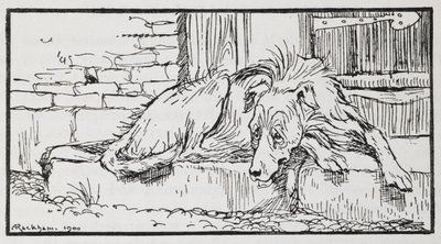 Illustration fra den gamle sultan af en hund. af Arthur Rackham