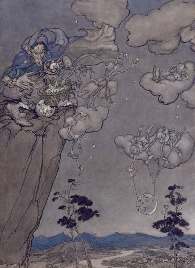 Illustration fra Rip Van Winkle af Washington Irving (1783-1859) 1904 (pen & blæk med wc på papir) af Arthur Rackham