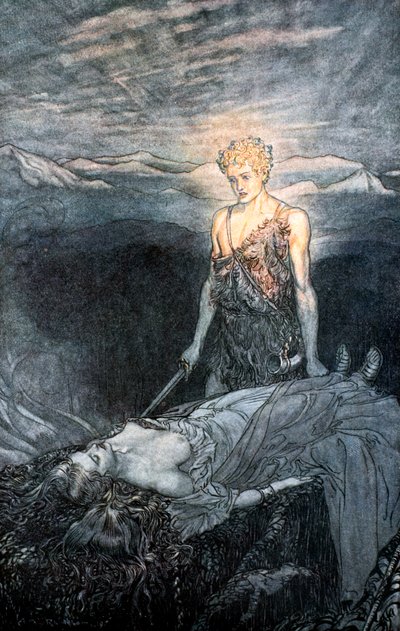Illustration fra Siegfried and the Twilight of the Gods, 1924. af Arthur Rackham