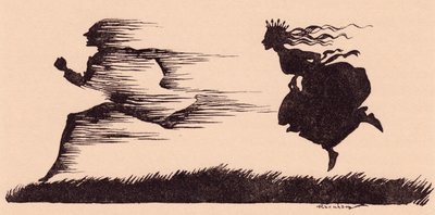 Det var ligesom om vinden havde fløjtet forbi. Illustration af Arthur Rackham fra Grimm