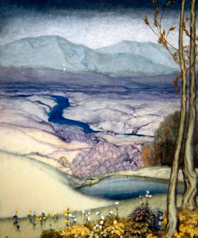 Landskab, ca. 1920 (wc på papir) af Arthur Rackham