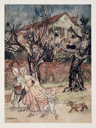 Forunderlige fortællinger om Haunted Fields og Haunted Brooks og Haunted Houses fra The Legend of Sleepy Hollow af Washington Irving (1783 - 1859), pub. 1928 af Arthur Rackham