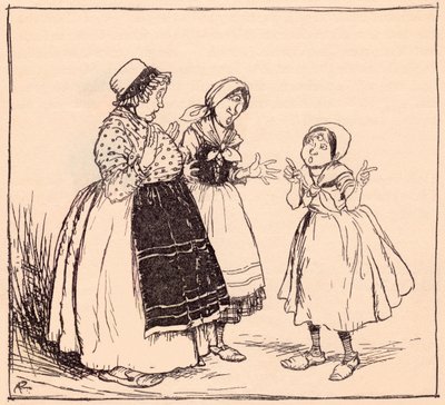 Nu ved jeg hvorfor den der hængende ting der ikke spiser. Illustration af Arthur Rackham fra Grimm