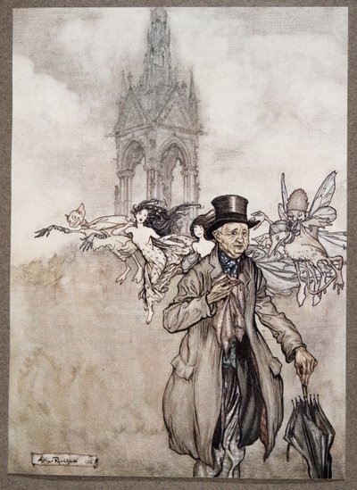 Old Mr Salford var et krabbeæble af en gammel herre, der vandrede hele dagen i haven, fra Peter Pan i Kensington Gardens af J M Barrie (1860 - 1937), pub. 1906 af Arthur Rackham