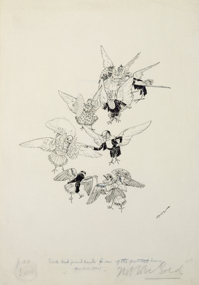 En af de smukkeste danse, du nogensinde har set, illustration fra The Zankiwank and the Bletherwitch, af S.J. Adair Fitzgerald, udgivet 1896 (pen og blæk) af Arthur Rackham