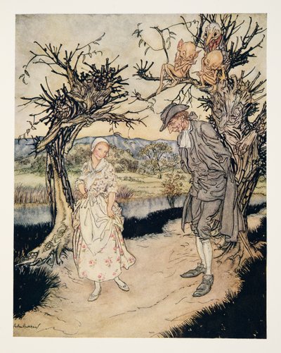 Saunting along in the Twilight.., fra The Legend of Sleepy Hollow af Washington Irving (1783 - 1859), pub. 1928 af Arthur Rackham