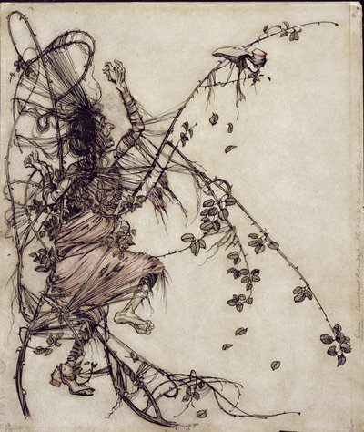 Sweetheart Roland, illustration fra The Brothers Grimm, oversat af Mrs Edgar Lewis, udgivet 1900 (pen og blæk & wc på papir) af Arthur Rackham