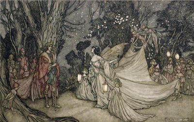Mødet mellem Oberon og Titania af Arthur Rackham