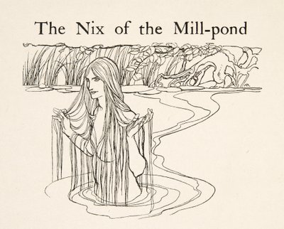 The Nix of the Mill-Pond, fra Little Brother & Little Sister and Other Tales af brødrene Grimm, pub.1917 (litho) af Arthur Rackham